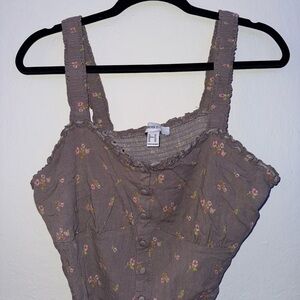 Forever 21 Gray Floral Smocked Top